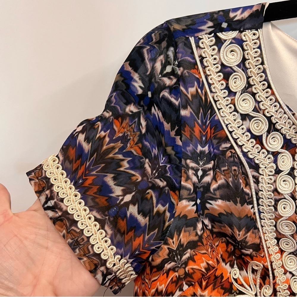 BEBE Turkish Flare Drop Waist Soutache Dress Size 2 - Picture 4 of 15